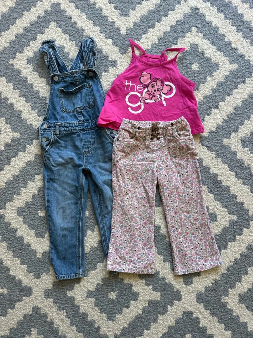 The CUTEST 3T Bundle Gap/Gymboree, denim overalls, floral pants and Skye tank